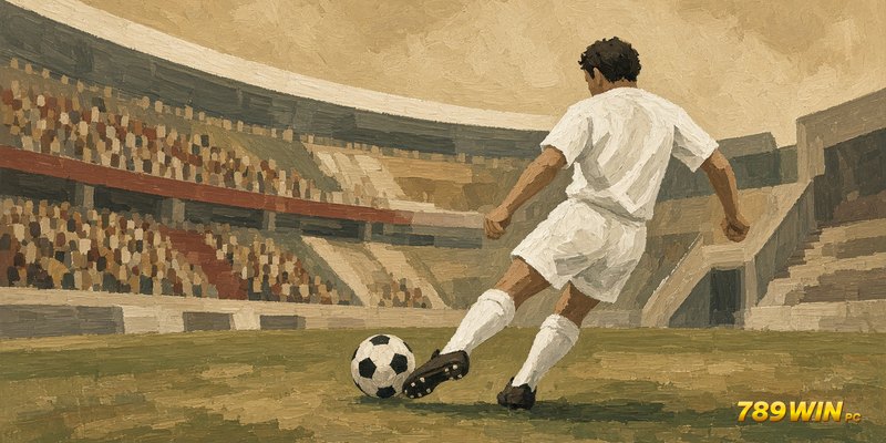 Tranh minh hoạ Puskas sút bóng bằng chân trái – 789win