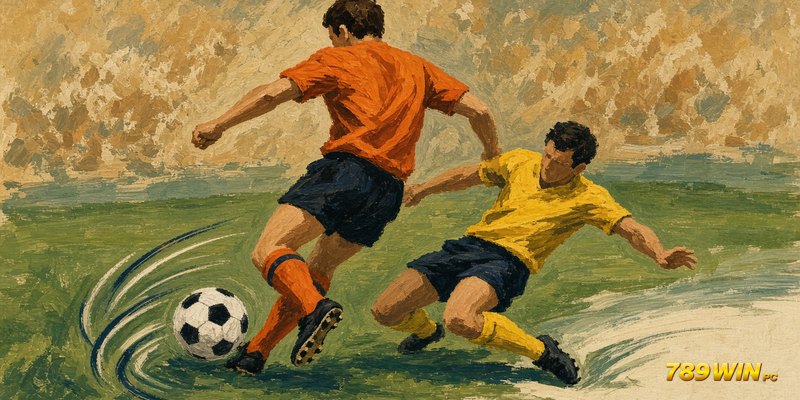 Minh hoạ cú xoay người Cruyff turn qua mặt hậu vệ