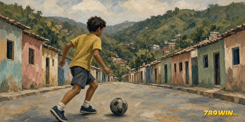 Cậu bé Ronaldo Nazario đá bóng trên phố ở Bento Ribeiro