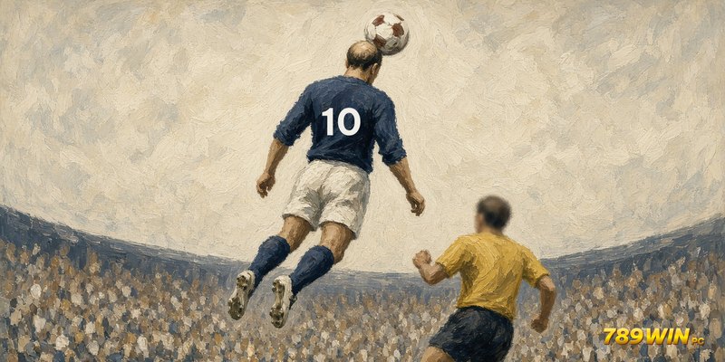 Zidane số 10 áo xanh bật cao đánh đầu